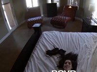 Sexy brunette is hand cuffed and fucked on the bed