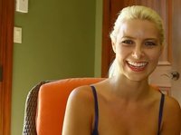 Blonde student gags on her boyfriend's dick